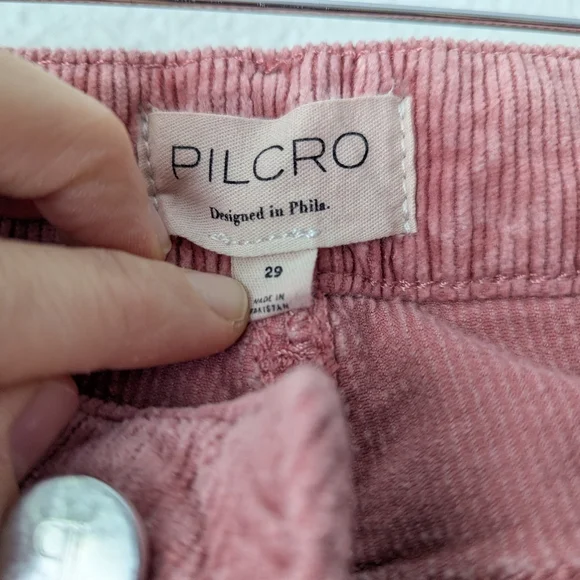 Pilcro Anthropologie The Yaya Pink Corduroy Crop Straight Jeans Women's Size 29 - Picture 6 of 8